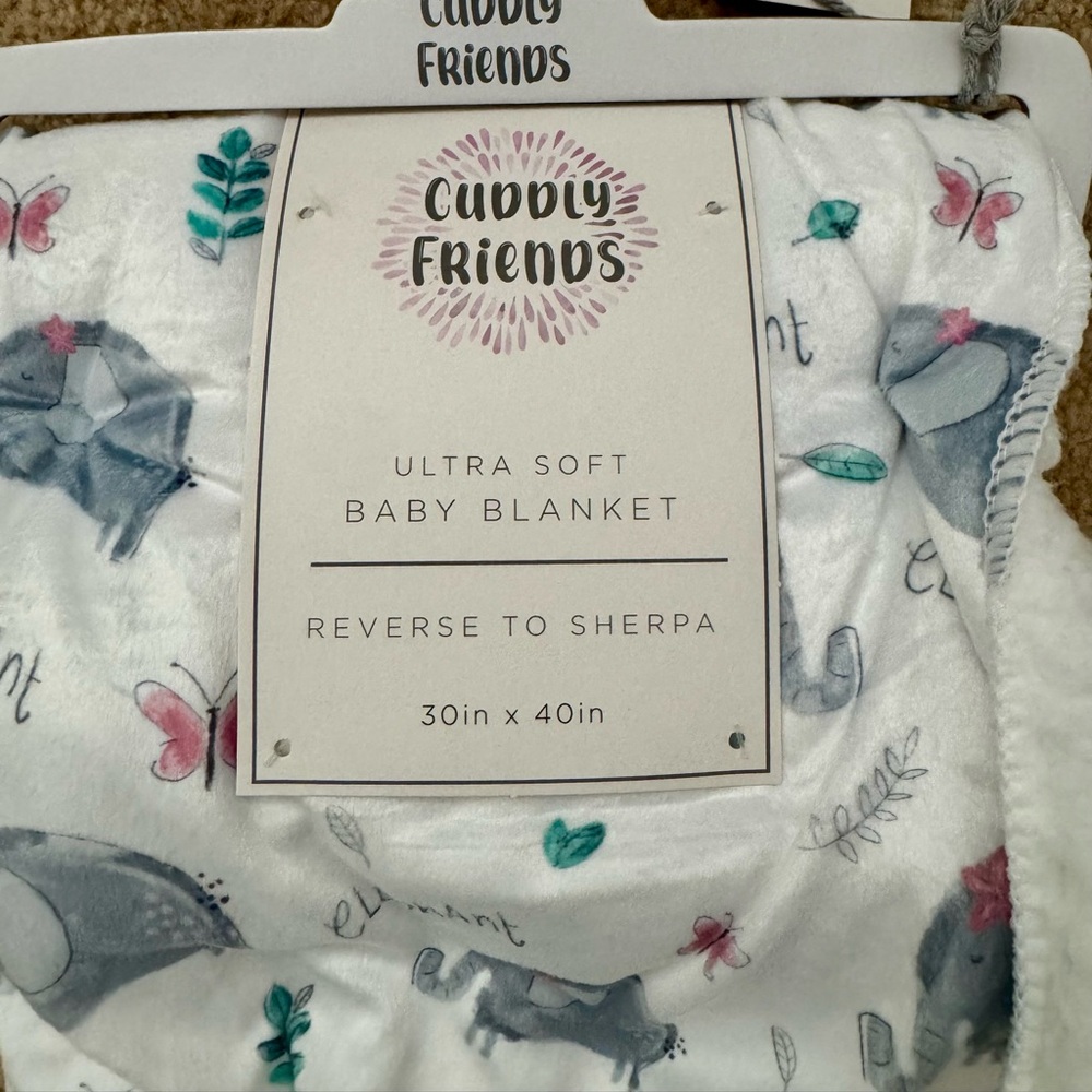 Ultra Soft Baby Blanket - White and Gray with Pink Accents